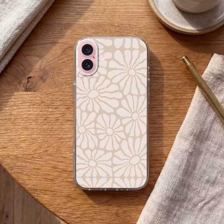 Telefoonhoesje - Bloemen - Print - Beige - Bruin - Minimalistisch — 2