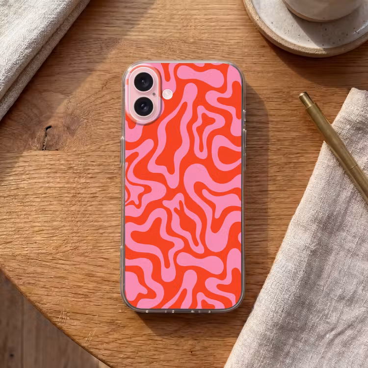 Telefoonhoesje - Abstract - Patroon - Rood - Roze - Minimalistisch — 2
