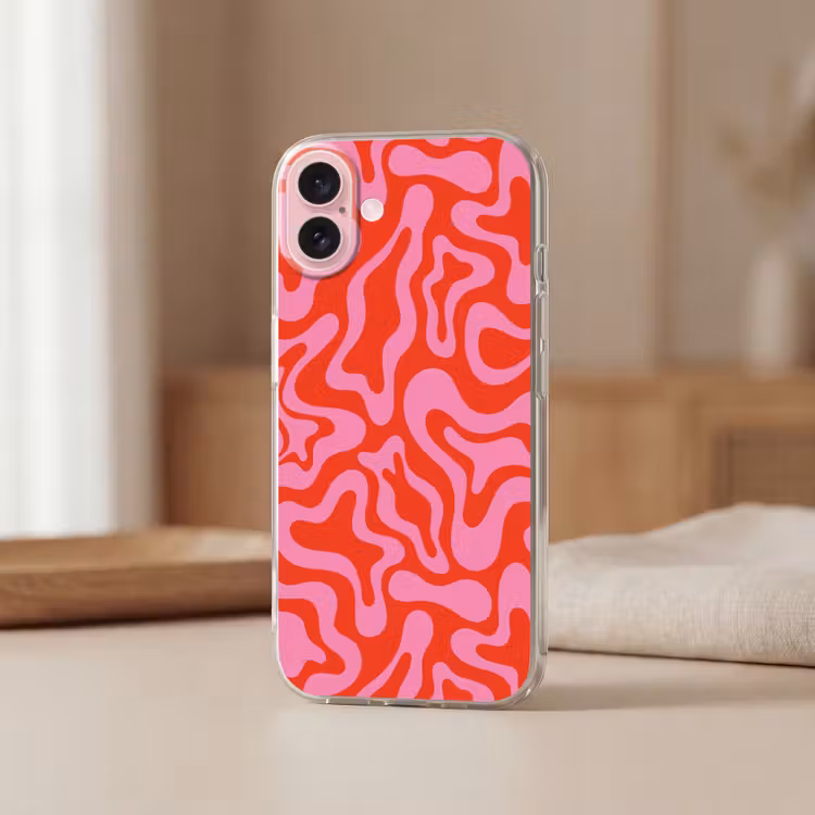 Telefoonhoesje - Abstract - Patroon - Rood - Roze - Minimalistisch — 3