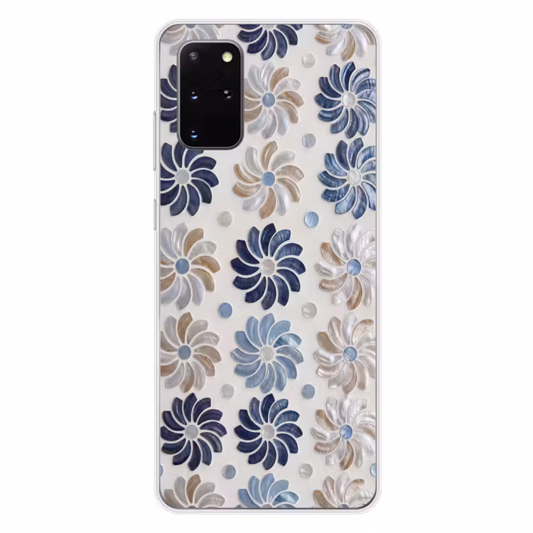 Telefoonhoesje - Bloemen - Parelmoer - Abstract - Patroon - Blauw — 4