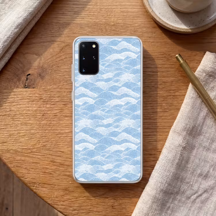 Telefoonhoesje - Blauw - Wit - Golven - Getekend — 2