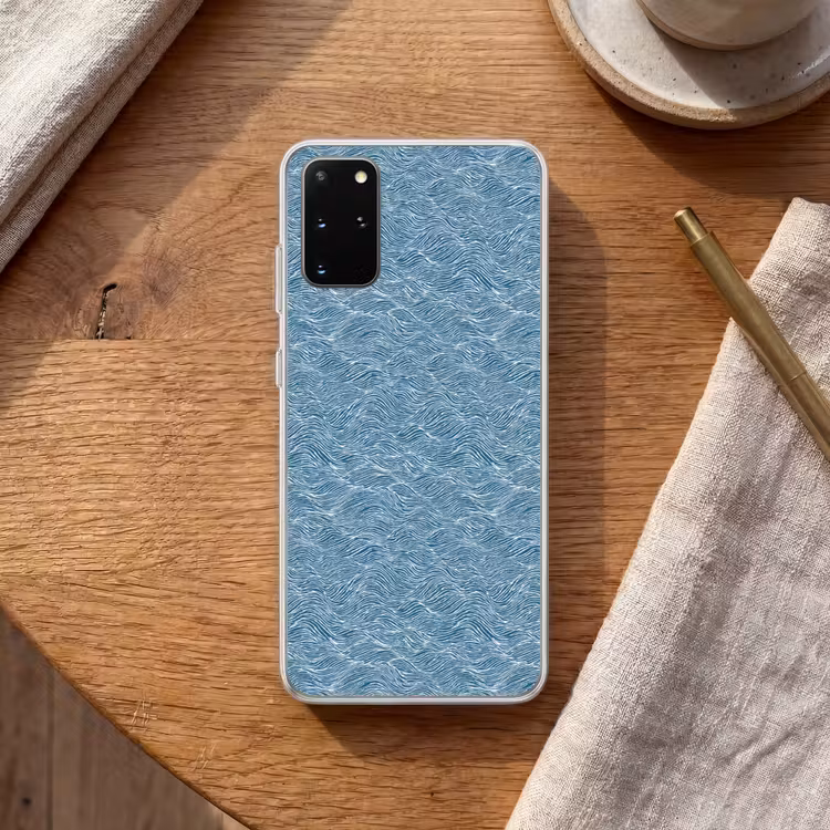 Telefoonhoesje - Blauw - Wit - Golven - Getekend - Textuur — 2