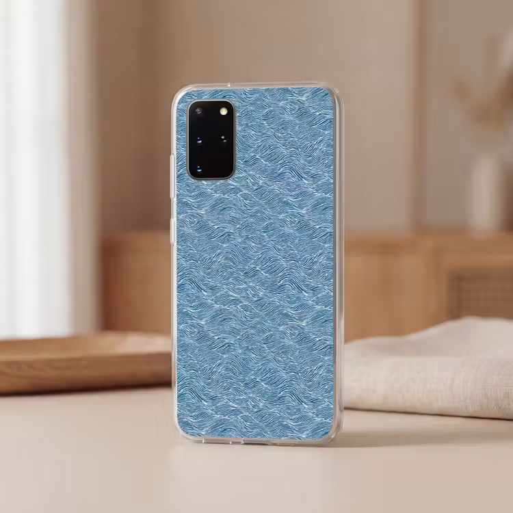 Telefoonhoesje - Blauw - Wit - Golven - Getekend - Textuur — 3