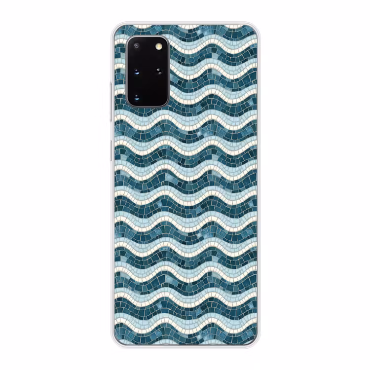 Telefoonhoesje - Blauw - Wit - Mozaïek - Golvend — 1