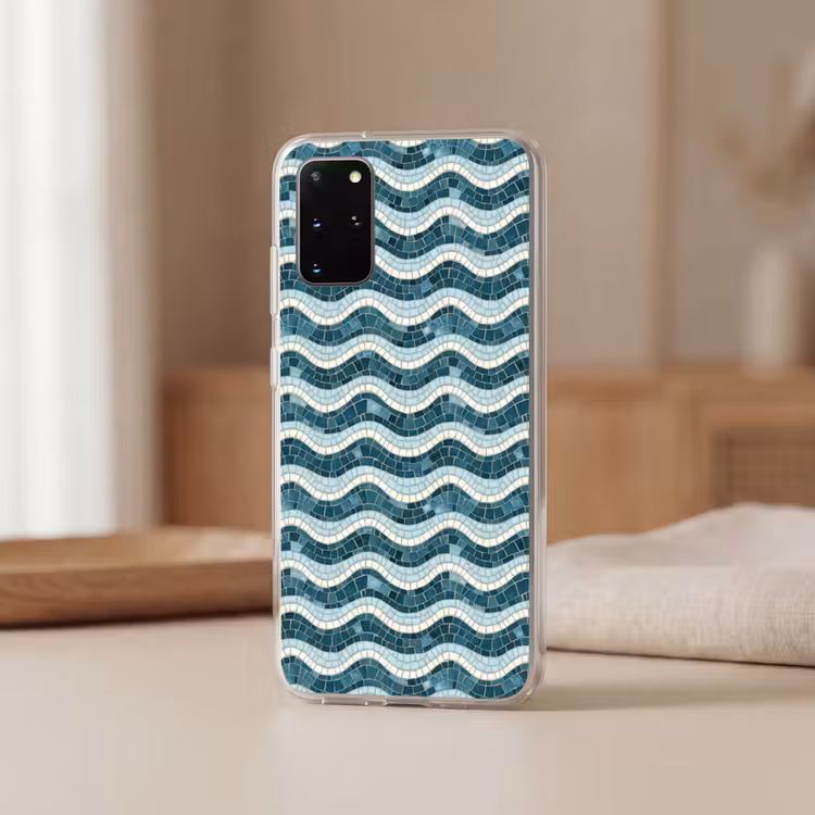 Telefoonhoesje - Blauw - Wit - Mozaïek - Golvend — 3