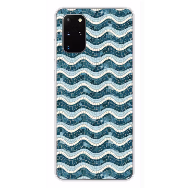 Telefoonhoesje - Blauw - Wit - Mozaïek - Golvend — 4