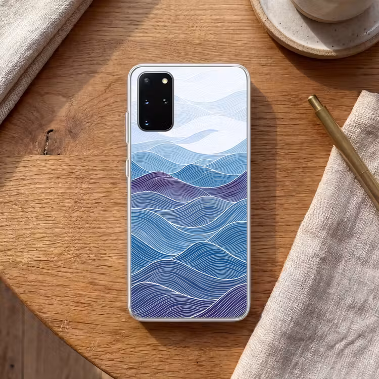 Telefoonhoesje - Abstract - Golven - Patroon - Blauw - Modern — 2