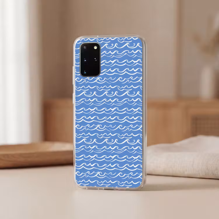 Telefoonhoesje - Blauw - Wit - Simpel - Getekend - Golven — 3