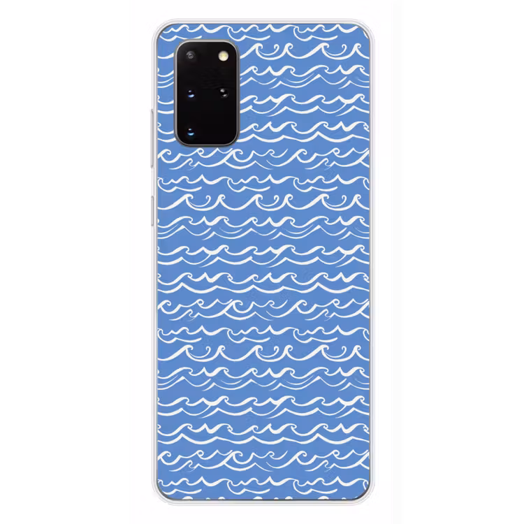 Telefoonhoesje - Blauw - Wit - Simpel - Getekend - Golven — 4