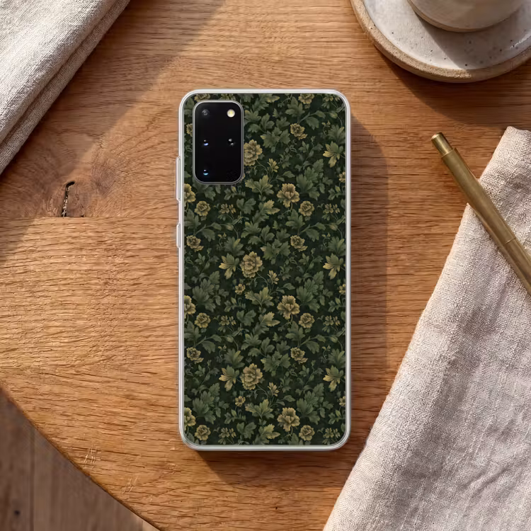 Telefoonhoesje - Donker - Groen - Goud - Botanisch — 2