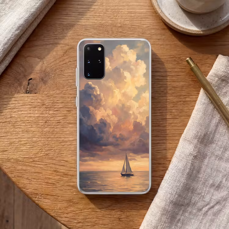 Telefoonhoesje - Boot - Zonsondergang - Zee - Natuur - Goud — 2