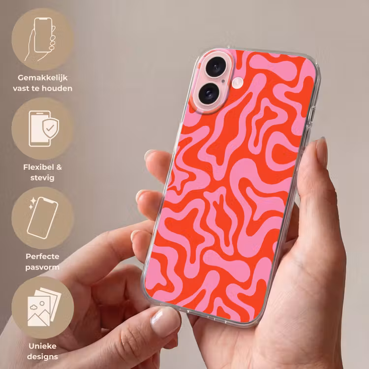 Telefoonhoesje - Abstract - Patroon - Rood - Roze - Minimalistisch — 4