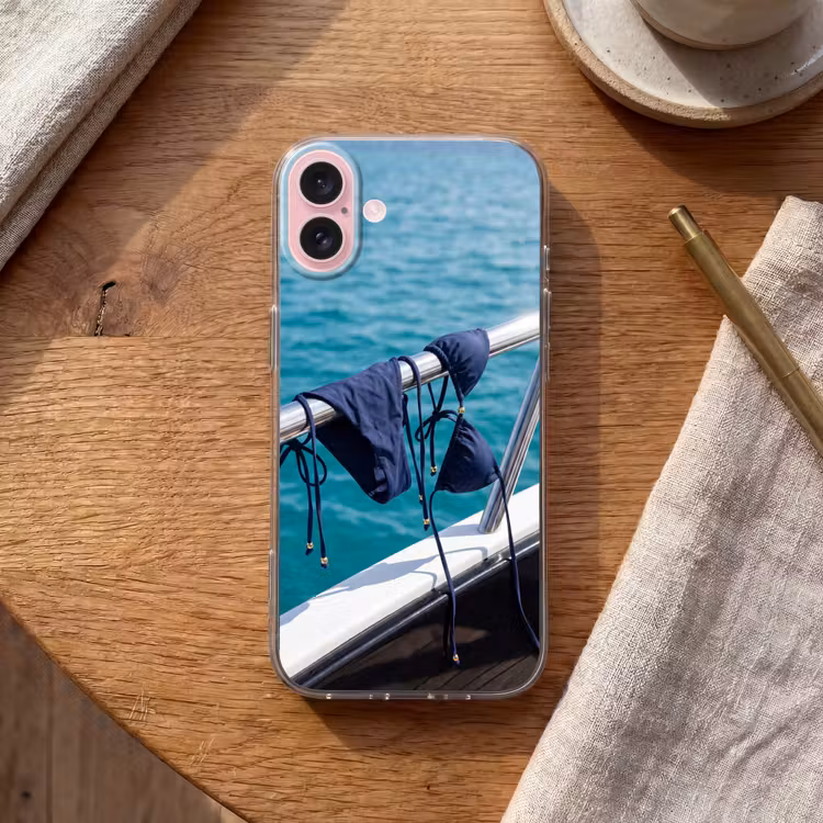 Telefoonhoesje - Bikini - Reling - Zee - Zomer - Blauw — 2