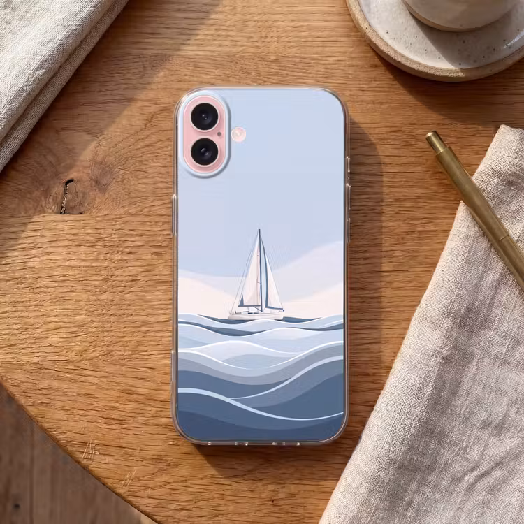 Telefoonhoesje - Boot - Zeil - Zee - Modern - Beige — 2
