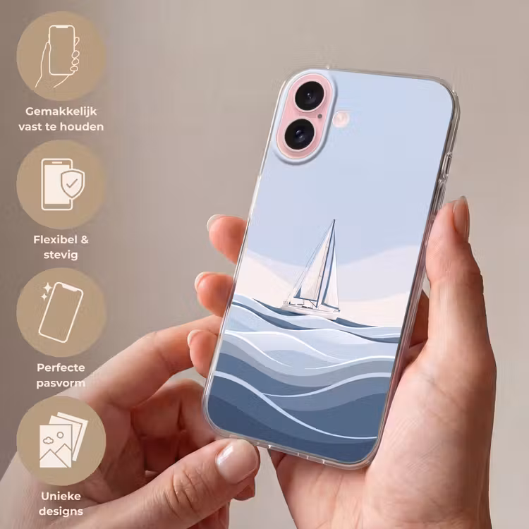 Telefoonhoesje - Boot - Zeil - Zee - Modern - Beige — 4