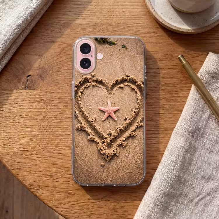 Telefoonhoesje - Dieren - Hart - Strand - Zand - Roze — 2