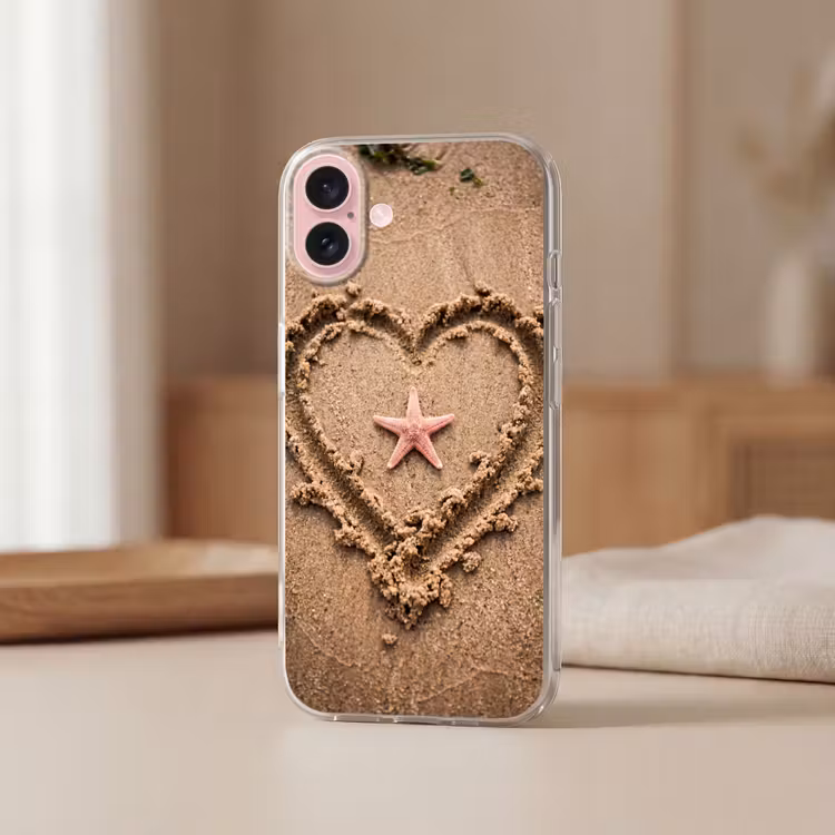 Telefoonhoesje - Dieren - Hart - Strand - Zand - Roze — 3