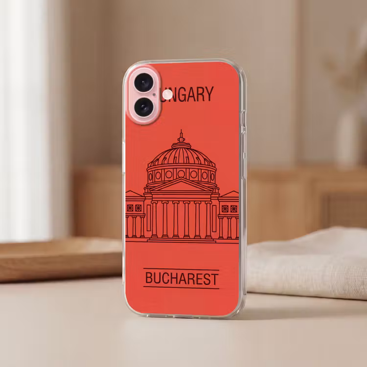 Telefoonhoesje - Architectuur - Boekarest - Stedelijk - Lijntekening - Rood — 3