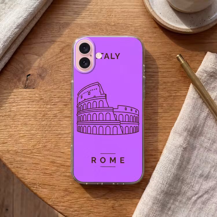 Telefoonhoesje - Architectuur - Colosseum - Rome - Minimalistisch - Paars — 2