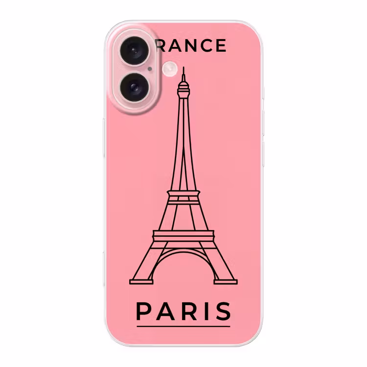 Telefoonhoesje - Eiffeltoren - Parijs - Architectuur - Minimalistisch - Roze — 1