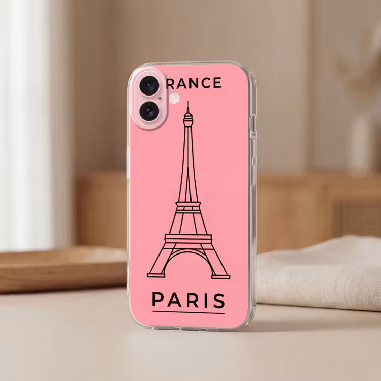 Telefoonhoesje - Eiffeltoren - Parijs - Architectuur - Minimalistisch - Roze — 3