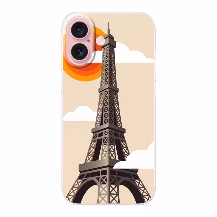 Telefoonhoesje - Eiffeltoren - Zon - Architectuur - Abstract - Beige — 1