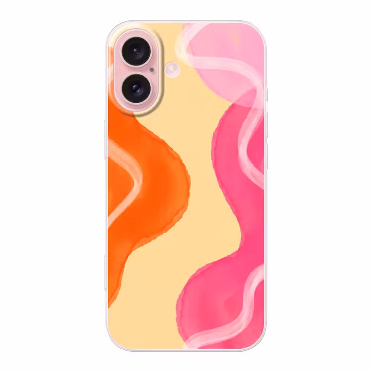 Telefoonhoesje - Abstract - Aquarel - Organisch - Oranje - Roze — 1
