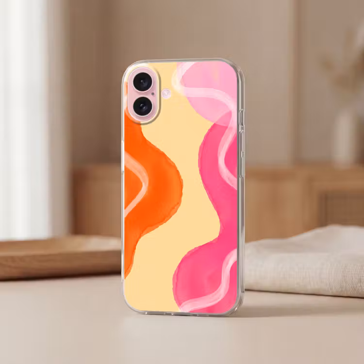 Telefoonhoesje - Abstract - Aquarel - Organisch - Oranje - Roze — 3