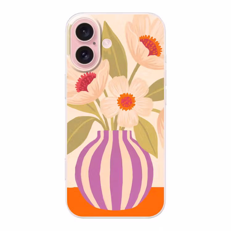 Telefoonhoesje - Bloemen - Vaas - Abstract - Paars - Oranje — 1