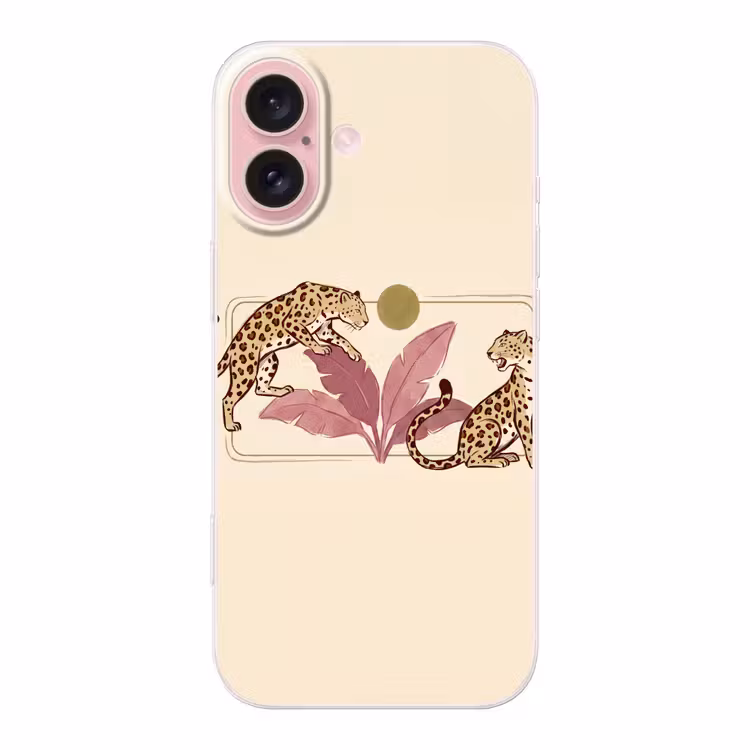 Telefoonhoesje - Dieren - Kat - Jungle - Illustratie - Beige — 1