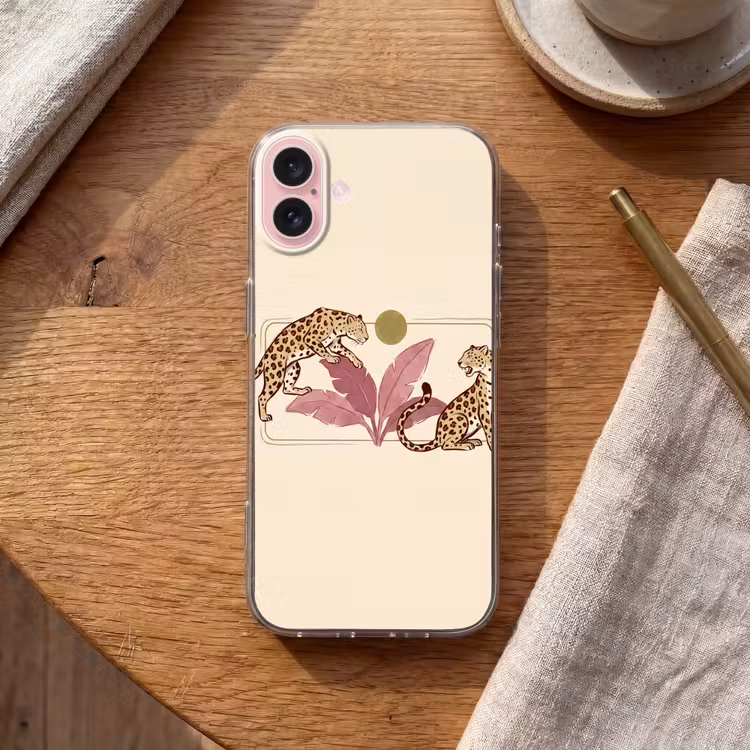 Telefoonhoesje - Dieren - Kat - Jungle - Illustratie - Beige — 2