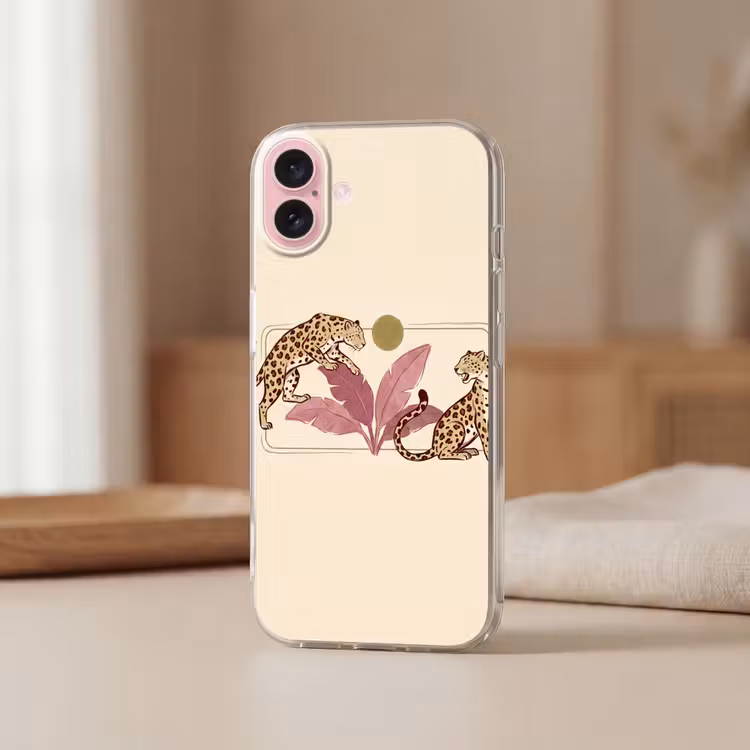Telefoonhoesje - Dieren - Kat - Jungle - Illustratie - Beige — 3