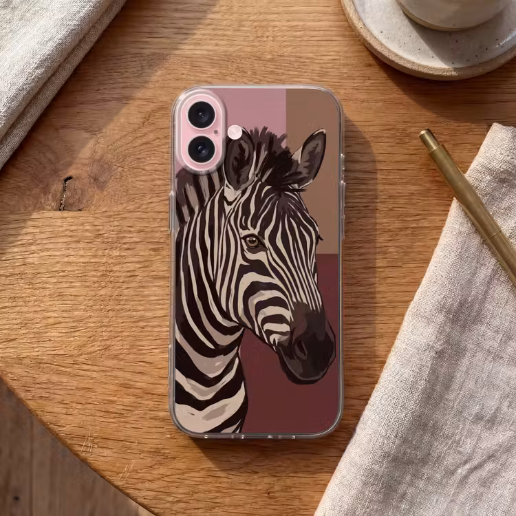 Telefoonhoesje - Dieren - Zebrahoofd - Wildlife - Modern - Bruin — 2