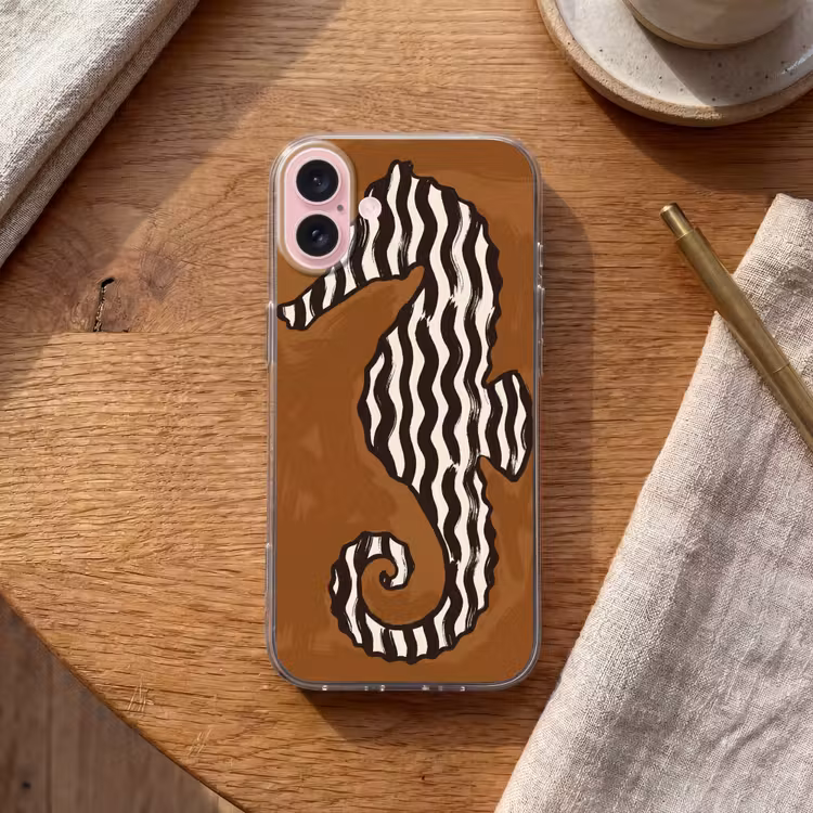 Telefoonhoesje - Dieren - Zeepaardje - Abstract - Bruin - Strepen — 2