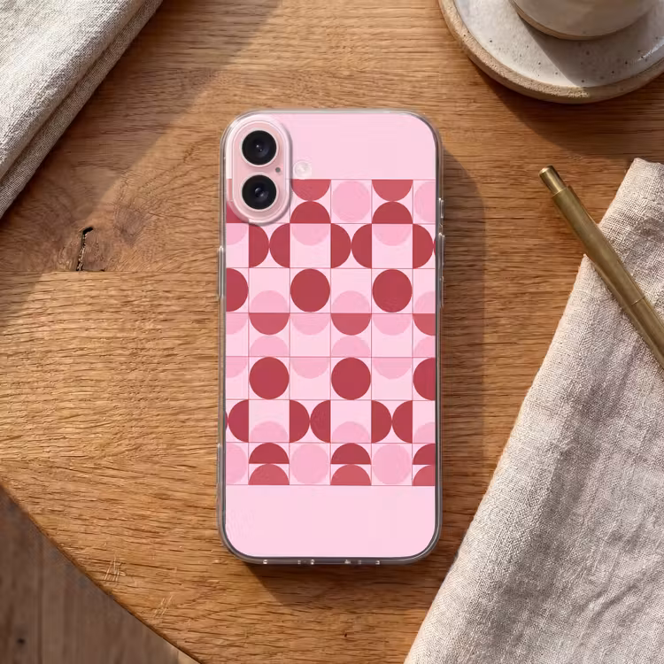 Telefoonhoesje - Abstract - Geometrisch - Cirkels - Roze - Modern — 2