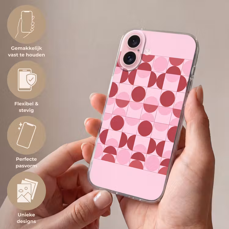 Telefoonhoesje - Abstract - Geometrisch - Cirkels - Roze - Modern — 4