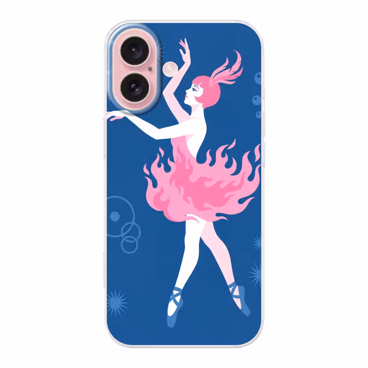 Telefoonhoesje - Danseres - Vlammenrok - Abstract - Roze - Blauw — 1