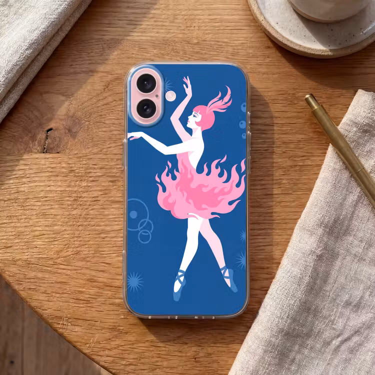Telefoonhoesje - Danseres - Vlammenrok - Abstract - Roze - Blauw — 2