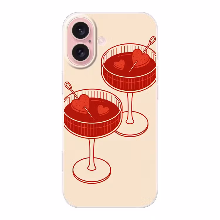 Telefoonhoesje - Cocktail - Hartjes - Liefde - Illustratie - Rood — 1