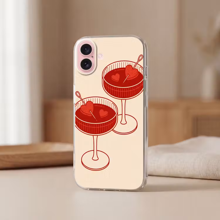 Telefoonhoesje - Cocktail - Hartjes - Liefde - Illustratie - Rood — 3