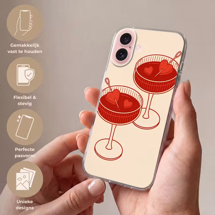 Telefoonhoesje - Cocktail - Hartjes - Liefde - Illustratie - Rood — 4