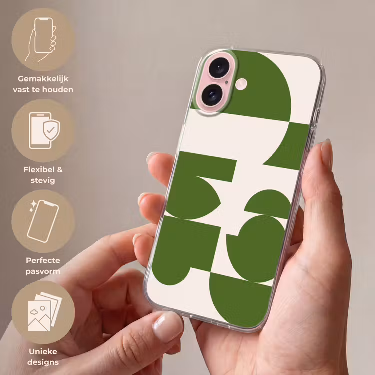Telefoonhoesje - Abstract - Geometrie - Modern - Groen - Wit — 4