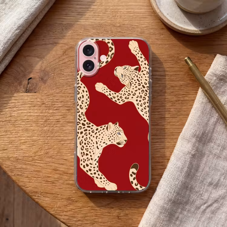 Telefoonhoesje - Dieren - Luipaard - Abstract - Rood - Modern — 2