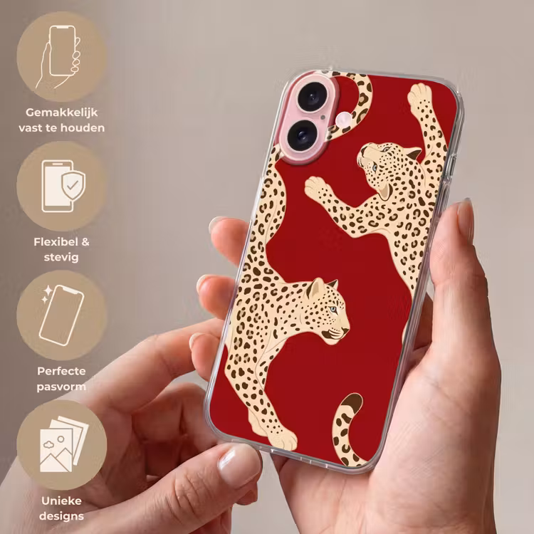 Telefoonhoesje - Dieren - Luipaard - Abstract - Rood - Modern — 4