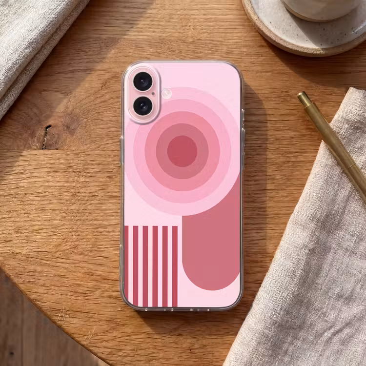 Telefoonhoesje - Abstract - Cirkels - Strepen - Modern - Roze — 2