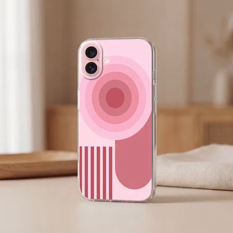 Telefoonhoesje - Abstract - Cirkels - Strepen - Modern - Roze — 3