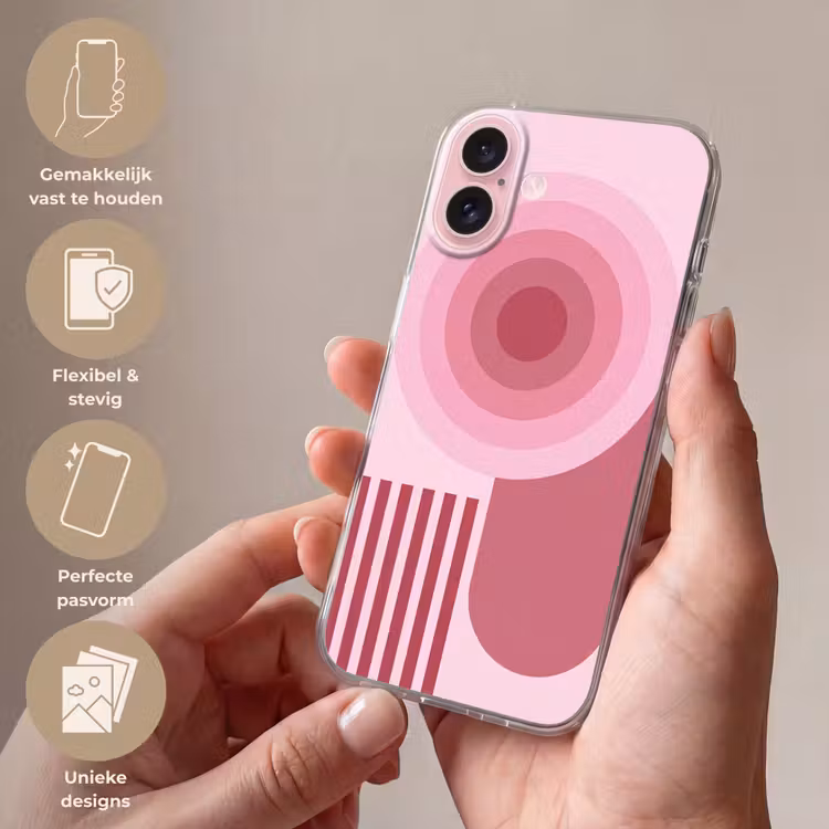 Telefoonhoesje - Abstract - Cirkels - Strepen - Modern - Roze — 4