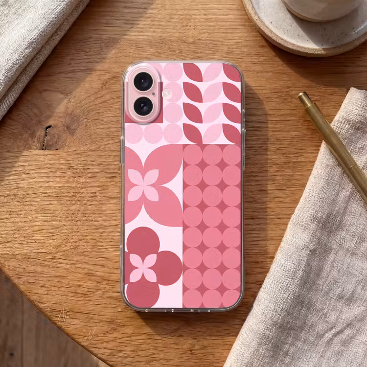 Telefoonhoesje - Abstract - Geometrisch - Patroon - Modern - Roze — 2
