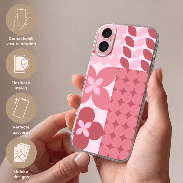 Telefoonhoesje - Abstract - Geometrisch - Patroon - Modern - Roze — 4