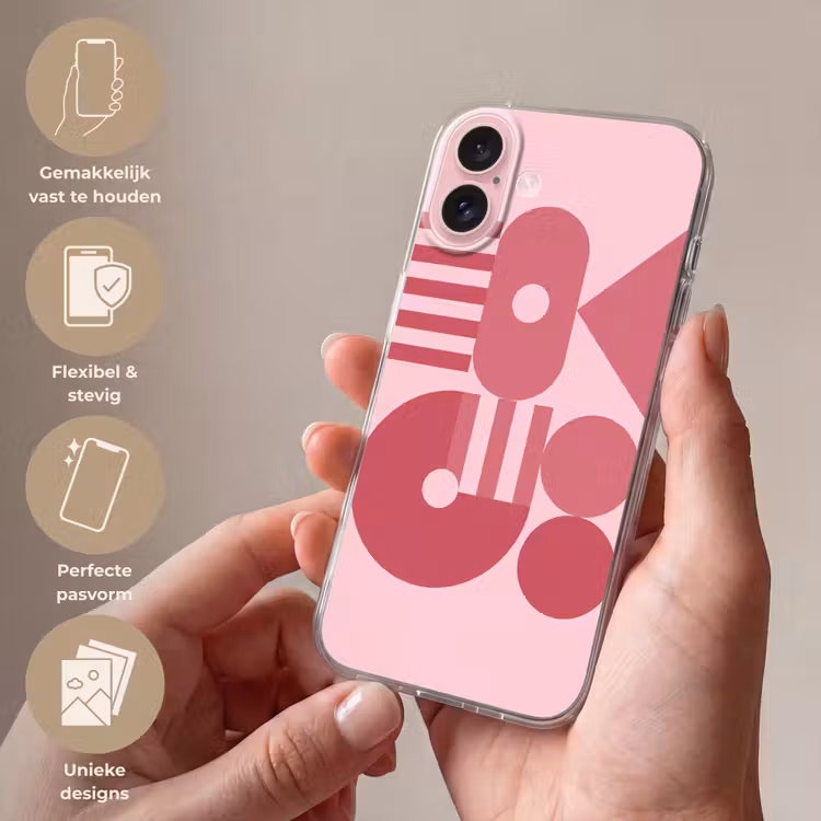 Telefoonhoesje - Abstract - Geometrisch - Vormen - Roze — 4